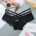 thumbnail image 2 of Bragas sexys de encaje de tiro bajo para mujer, ropa interior sólida, pantalones con correa cruzada, lencería de encaje, Tanga, 2 of 5
