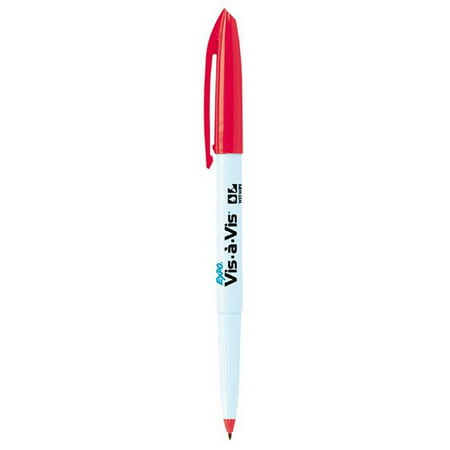(24 Ea) Marker Vis A Vis Fine Red Wet Erase