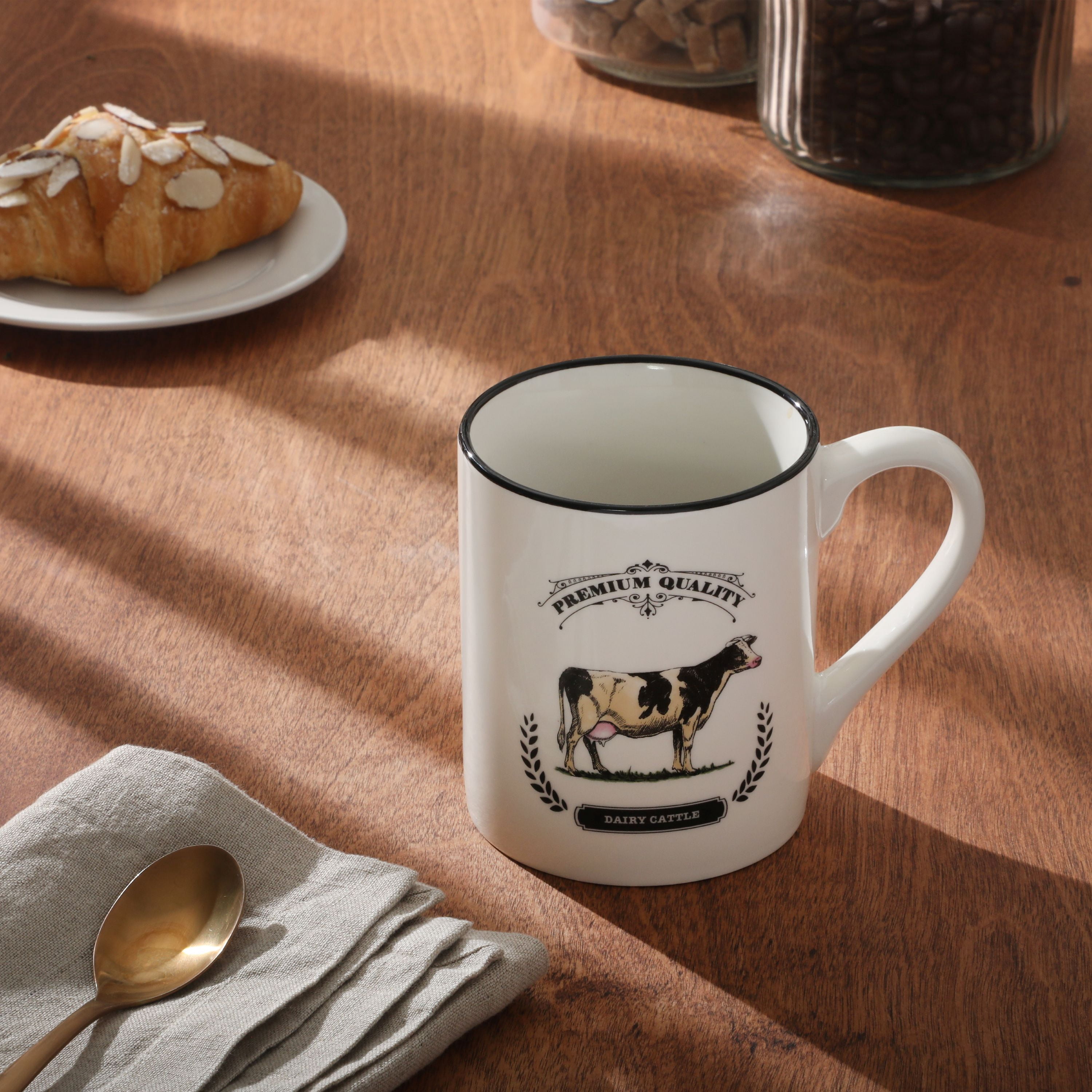 Mainstays 17oz Cow Barn Animal White Stoneware Mug