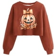 thumbnail image 2 of Cropped Halloween Sweatshirts for Women 2025 Long Sleeve Crewneck Spooky Cute Graphic Sweatshirt Pullover Tops, 2 of 5