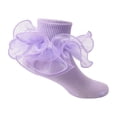 thumbnail image 5 of Frilly Lace Ankle Knit Socks,Soft Elastic Dance Foot Wear,Delicate Decor Short Stockings,Light Breathable Stretchy Knit Socks For Casual Performance Daily Wear,Hot Pink,6-8 Years, 5 of 7