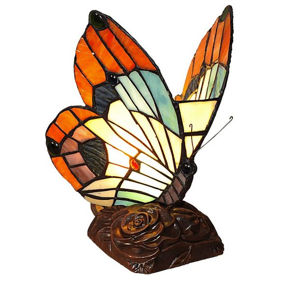 CHLOE Kacy 2 Tiffany-style 1 Light Butterfly Accent Table Lamp 10" Tall