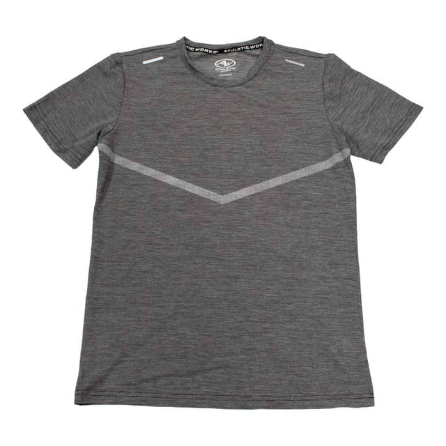 Playera Athletic Works para Caballero Cuello Redondo Manga Corta Estampado Dry Fit Gris Talla G