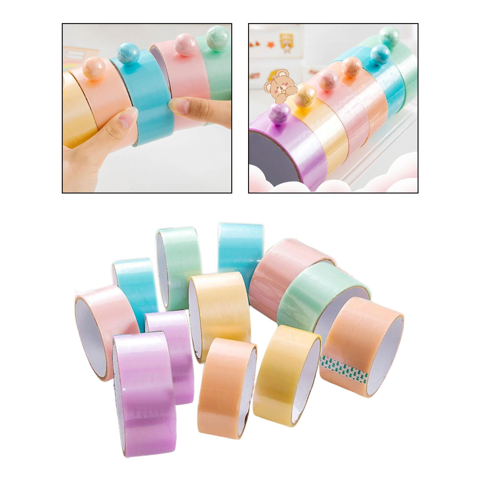 FVDPWYE 12 Pieces Colorful Sticky Ball Rolling Tapes, DIY Colored Sticky Tape Decorative 2.4cm and 3.6cm
