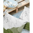 thumbnail image 2 of Pack of 2 Outdoor Pillow Covers, Abstract Modern Art Marble Sage Green White Silver Line Waterproof Square Throw Pillowcase Cushion Decorative Pillow Covers for Couch Patio Tent, 16x16 in, 2 of 6