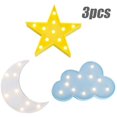 thumbnail image 1 of 3PCS LED Night Light Cute Star Moon Wall Desktop Kids Room Nursery Lamp, Baby Shower Small Light para fiesta de cumpleaños, sala de estar, decoración navideña Xemadio LN-2465, 1 of 4