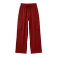 thumbnail image 4 of ClodeEU Women's Elastic High Waist Wide Leg Cargo Pants, Casual Loose Workwear Trousers with Pocket ,Women's Plus L, 4 of 8