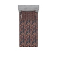 thumbnail image 2 of Ambesonne Ethnic Fitted Sheet & Pillow Sham Set, Oriental Floral Swirl, Queen, Dark Blue Grey Vermilion, 2 of 3