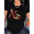 thumbnail image 1 of High Heels Print Crew Neck T-Shirt, Casual Short Sleeve T-Shirt For Spring & Summer, Women's Clothing, 1 of 6