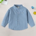 thumbnail image 2 of Pandaie Toddler Boys Dress Shirt Button Down Long Sleeve Lapel Collar Kids School Uniform Casual Blouse Size 1-8 Years, 2 of 8