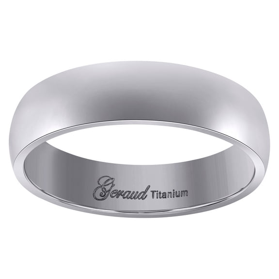 Titanium Mens Domed Comfort-Fit Wedding Band 6mm Size 7 Wedding Band for Men