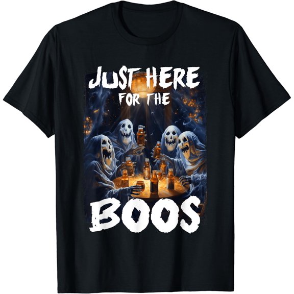 I'M Just Here For The Boos Ghost Funny Men Women Halloween T-Shirt BLACK Unisex S-5XL Hot Trending Shirt, Vintage Birthday Gift