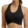 thumbnail image 2 of Feancey Twist Front Tank Tops for Women High Stretchy Halter Yoga Shirts Removable Pad Running Sports Bras Breathable Workout Tank Top Bra Black XXL, 2 of 9