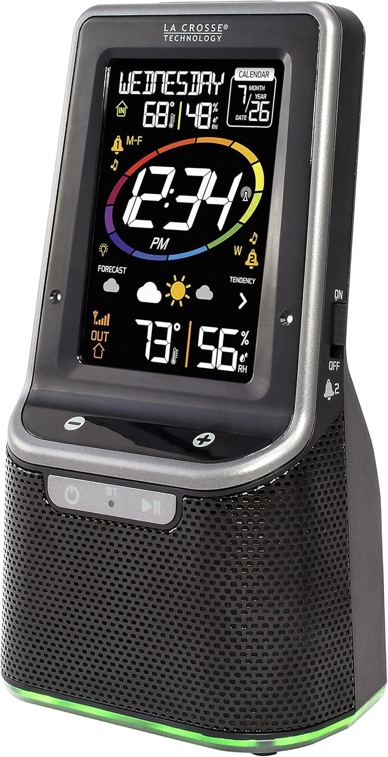 S87078 Wireless Weather Station with Bluetooth Speaker and Atomic Time and Date