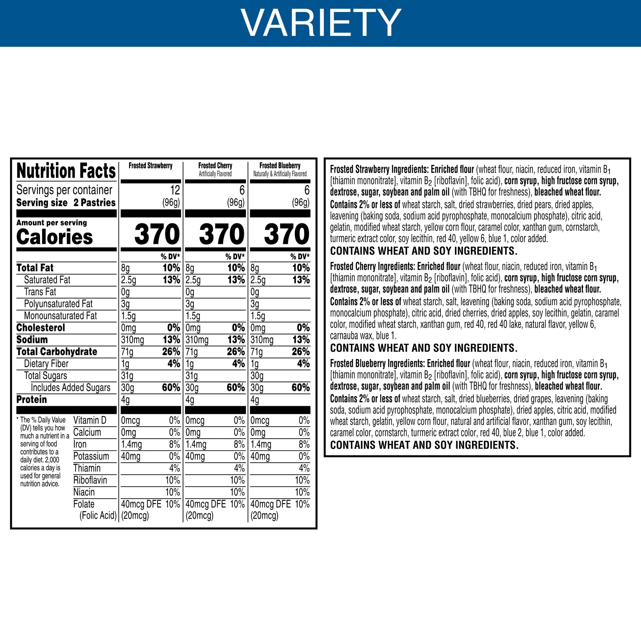 Pop-Tarts Variety Pack Toaster Pastries, Breakfast Foods, Shelf-Stable, 81.2 oz (48 Count)