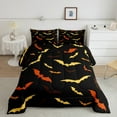 thumbnail image 2 of YST Bat Comforter Set For Kids Halloween Quilt Bats Animal Silhouette Bedding Set Queen Size Happy Holiday Gothic Style Bedding Comforter Sets With 2 Pillow Cases,Yellow And Orange, 2 of 6