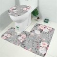 thumbnail image 2 of Pioneer Flower Floral Print Pattern Bathroom Rugs Sets 3 Piece,Toilet Cover Set,Absorbent Non Slip Bathroom Mats Sets with U-Shaped Contour Rug Toilet Rug Set, 2 of 5