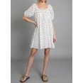 thumbnail image 4 of LMLYSoH Women's Summer Mini Dress Puff Short Sleeve Square Neck Elegant Dot Print A Line Dress, 4 of 8