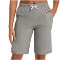 thumbnail image 5 of Summer Pants for Women,Womens Casual Summer Shorts Bermuda Wide Leg Knee Length Elastic Waisted Lightweight Comfy Lounge Short with Pocket, 5 of 7