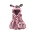thumbnail image 4 of GYRATEDREAM Baby Toddler Girls Fleece Hooded Jacket Coat with Rabbit Ears Shape Warm Winter Outwear Tops for 1-2Y Purple, 4 of 4