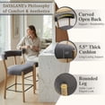 thumbnail image 4 of Dayalane 26.5" Counter Height Barstools Set of 2, Modern Farmhouse Bar Stools with Curved Back and Rubberwood Frame Upholstered Linen Kitchen Stool for Counter Bar Island Bar Pub, Charcoal, 4 of 12