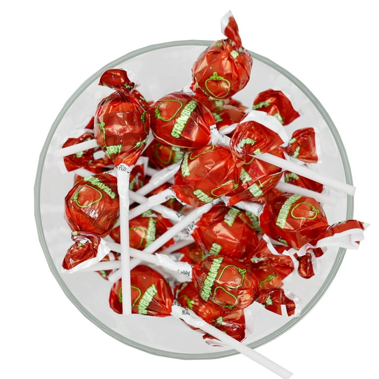 Hilco Red Strawberry Lollipops, 75 Count 14.5 oz, Gusset Bag