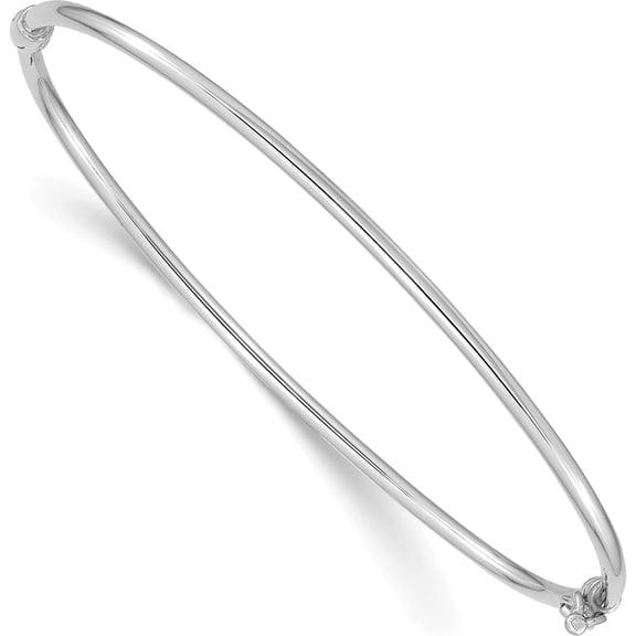 14K White Gold Hinged Bangle Bracelet (Width 2) (Length 7) - Jbsp