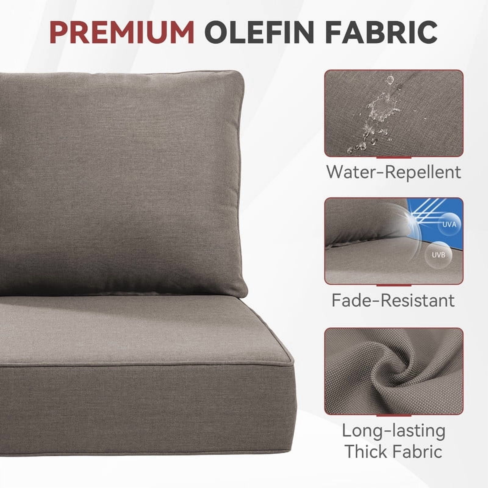 Gymojoy 24 in. x 24 in. x 6 in.Deep Seat Cushion Set, Olefin 4-Piece Deep Seating Outdoor Replacement Lounge Chair loveseat Sofa Cushion in Gray