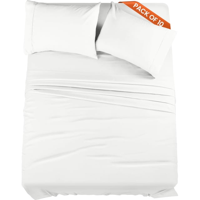 Juego de sábanas Utopia Bedding completo de 4 piezas, paquete de 10, color blanco