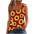 thumbnail image 2 of Rciityk Red Tank Tops Blouses for Women Printed Round Neck Casual Printed Sleeveless Suspender Top, 2 of 4