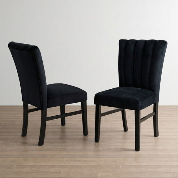Furniture of America Dellisa Modern Channel Tufted Back Dining Side Chairs, Black (Set of 2)
