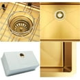 thumbnail image 6 of HIGOLD 33 inch Apron Sink, Deep Bowl Farmhouse Sink, Nano Stainless Steel PVD Gold, 33"×20"×10", 6 of 13