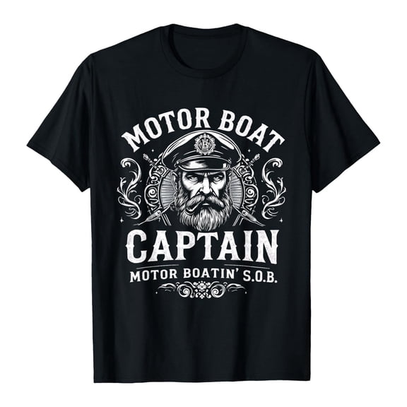 Tiweut Motor Boat Captain T Shirt for Women Funny Graphic Print Short Sleeve Tops,Black