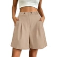 thumbnail image 2 of Sheghy Womens Shorts 100%Cotton Women Summer Casual Solid Elastic Waist Daily Shorts with Side Storage Pockets Khaki XXL, 2 of 7