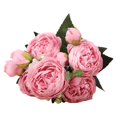thumbnail image 1 of DIY peonías artificiales flor 5 flores 4 brotes seda ramo de novia manualidades Rosa Zulema Flores De Escritorio En Casa, 1 of 7