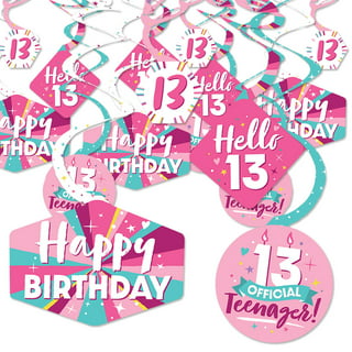 Big Dot of Happiness Girl 13th Birthday - Square Favor Gift Boxes -  Official Teenager Birthday Party Bow Boxes - Set of 12 