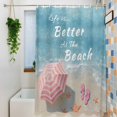 thumbnail image 3 of Life Is Better At The Beach Shower Curtain, 48" x 72", Summer Sea Umbrella Slippers Starfish Waterproof Bathroom Curtain Washable Shower Curtain Set with 12 Hooks, 3 of 8