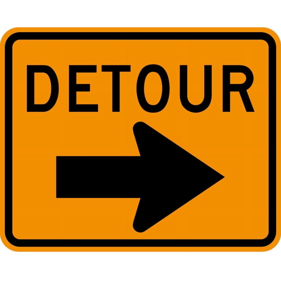 Vinyl Stickers - Detour - Safety and Warning Warehouse Signs Stickers - 3.5" x 5" - 3 Pack