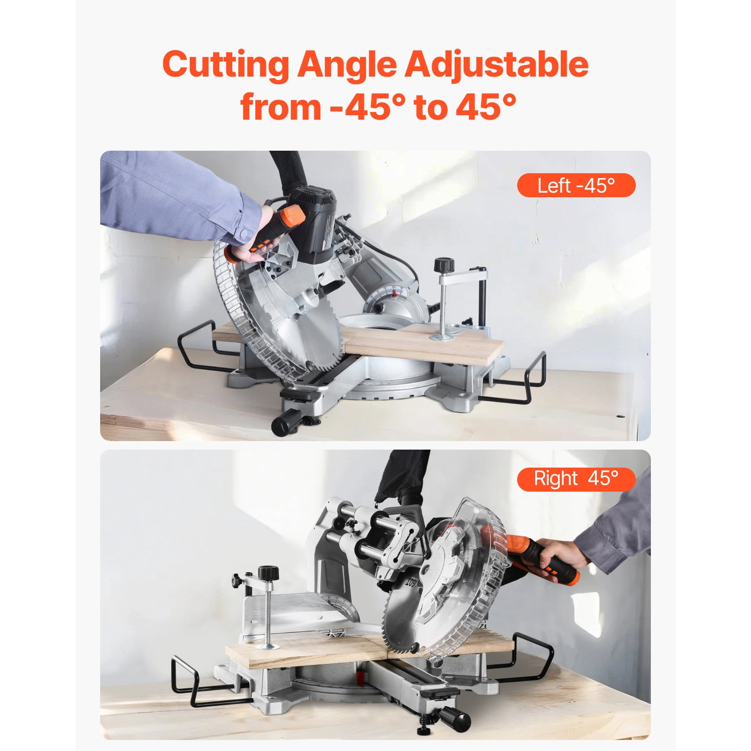 KFFKFF Compound Miter Cutter, Blade of 12 Inches, Motor of 15 Amp, 60-Tooth, Corded Dual Bevel Sliding Miter Cutter, LED for Accurate Alignment, Adjustable Angle, Suitable for Wood