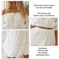 thumbnail image 5 of 2 Piece Off Shoulder Skirt Set Lantern Sleeve Stretchy Frill Trim Tank Top Mini Skirt for Beach Summer White XL, 5 of 6
