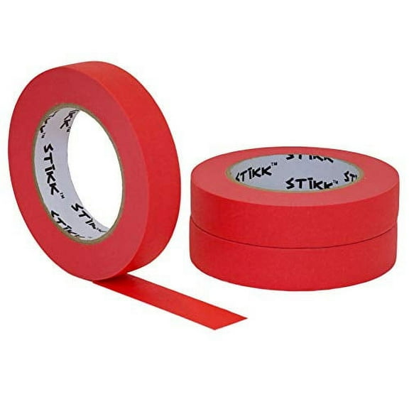 3 pk 1" inch x 60yd STIKK Red Painters Tape 14 Day Easy Removal Trim Edge Finishing Decorative Marking Masking Tape (.94 in 2