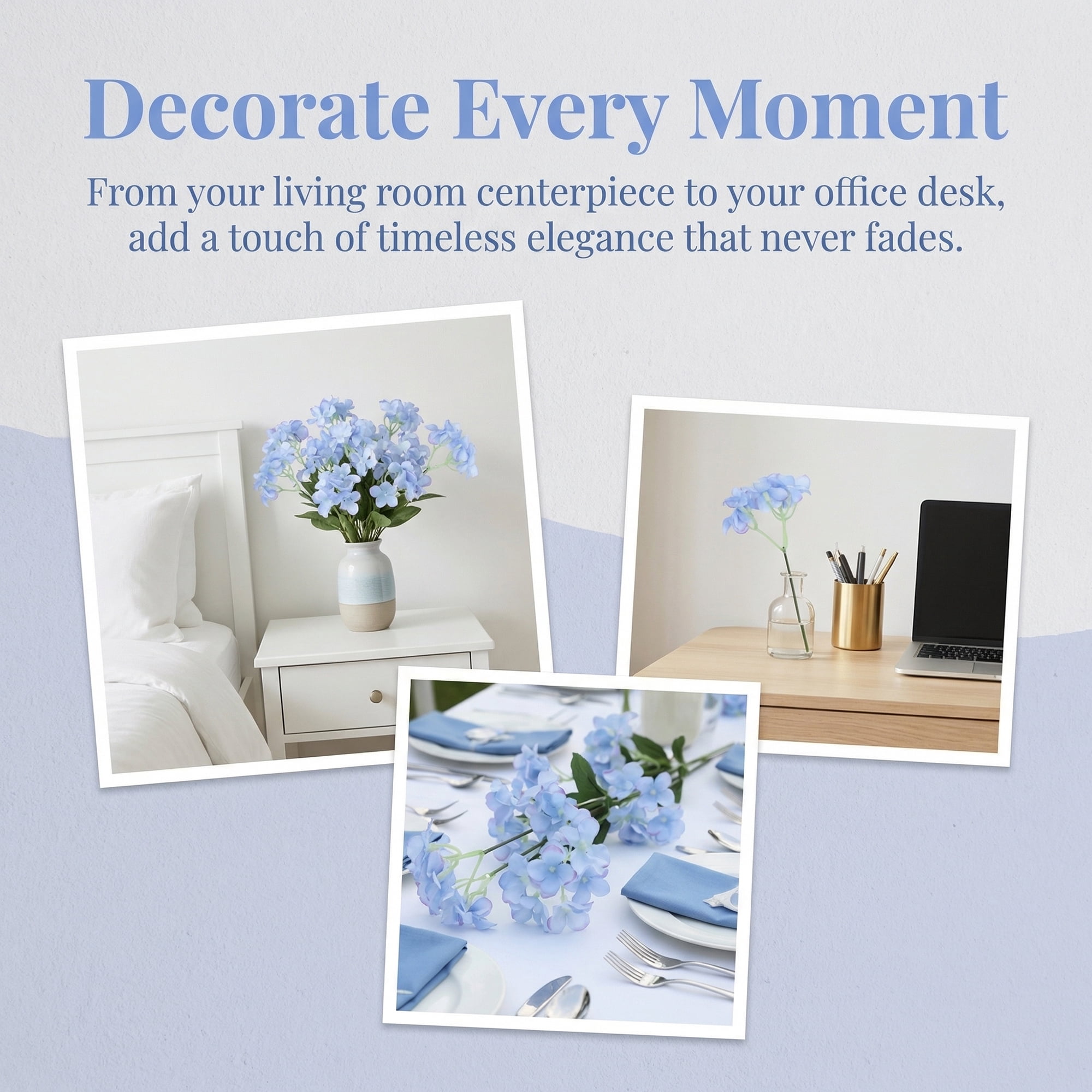 Unique Bargains Artificial Hydrangea Flowers with Detachable Heads Light Blue 8.3inch