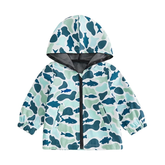 Abcomgle Toddler Baby Boy Camo Hoodie Windbreaker Zip Up Long Sleeve Hooded Camouflage Jacket Coat Kids Hunting Clothes,Light Blue