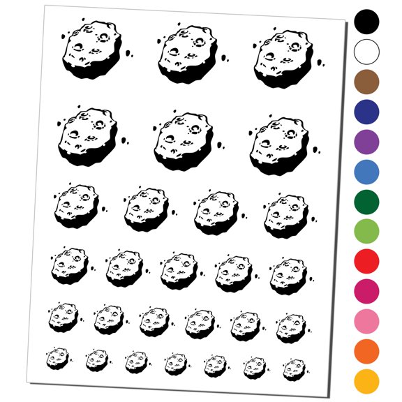 Meteorite Asteroid Space Rock Debris Water Resistant Temporary Tattoo Set Fake Body Art Collection - Black