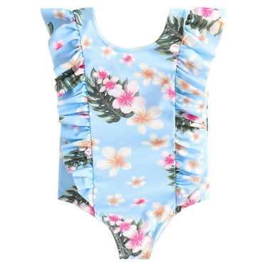 Laklulu Girls' swimwear Girls bathing suit Girls Swimsuit One Piece Ruffle Bathing Suit Girls Swimwear Print one piece swimsuit for girls