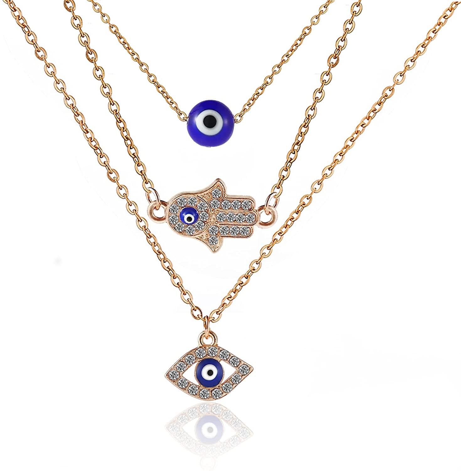 ROMDUO Evil Eye Necklace for Men Goth Turkish Blue India | Ubuy