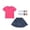 Hot Pink, variant on Loopsun Girls Solid Short Sleeve Round Neck Top Denim Mini Skirt Matching Socks Fashion Casual Outfit