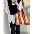 thumbnail image 5 of CoCopeaunt Tote Bag Hobo Bag for Women Canvas Shoulder Bag Chic Crossbody Bag Satchel Large Handbag Color Contarst Stripe, 5 of 7