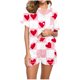 thumbnail image 1 of Pajama de Flanela de Mujer Conjuntos de Manga Larga Casual Día de San Valentín Impresión Superior con Bolsillo Y Pantalones Cortos a Juego, Poliéster Suave Salón Conjunto para la Relajación Diaria en, 1 of 5