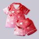 thumbnail image 5 of Odeerbi 2-12 Años Niños Niñas Verano Día de San Valentín Pijama de Satén Solapa Con Muescas Manga Corta Pantalones Cortos Conjunto, 5 of 9